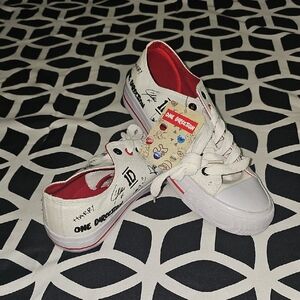 One Direction Sneakers - White with Red Accents